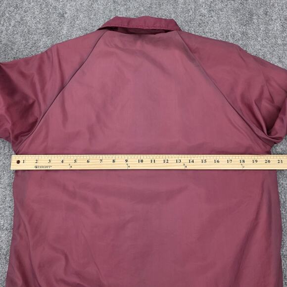 Vintage Sears Jacket Mens Small Maroon Nylon Coaches Lined Snap Front 90s Street - Picture 4 of 16
